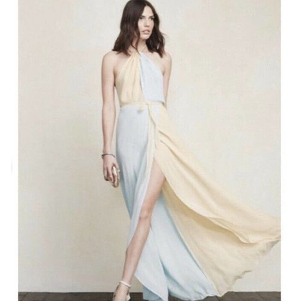 Reformation Pastel Maxi Dress - Blue and Yellow